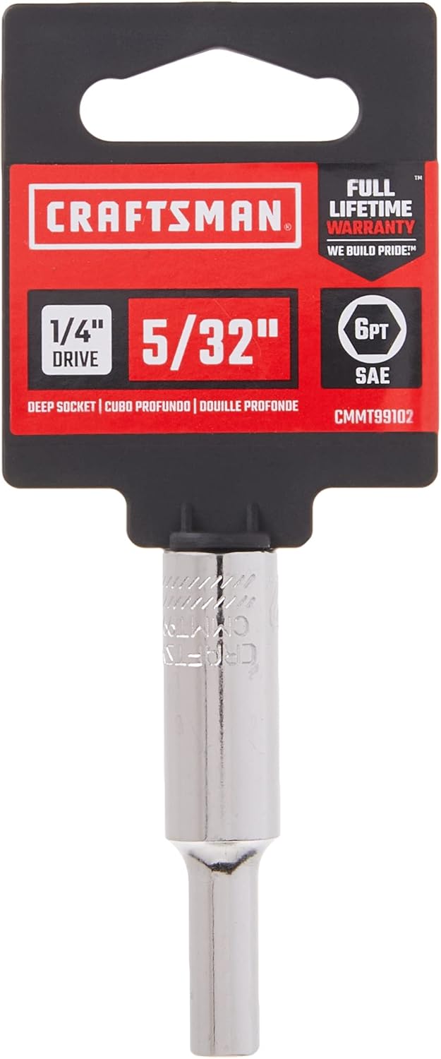 Craftsman SAE 6-Point Deep Socket, 5/32 in., 1/4 in. Drive (CMMT99102)
