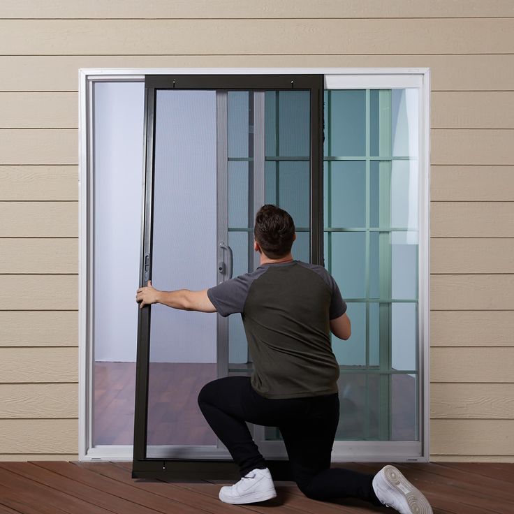 RELIABILT 36-in x 80-in Bronze Aluminum Sliding Patio Screen Door
