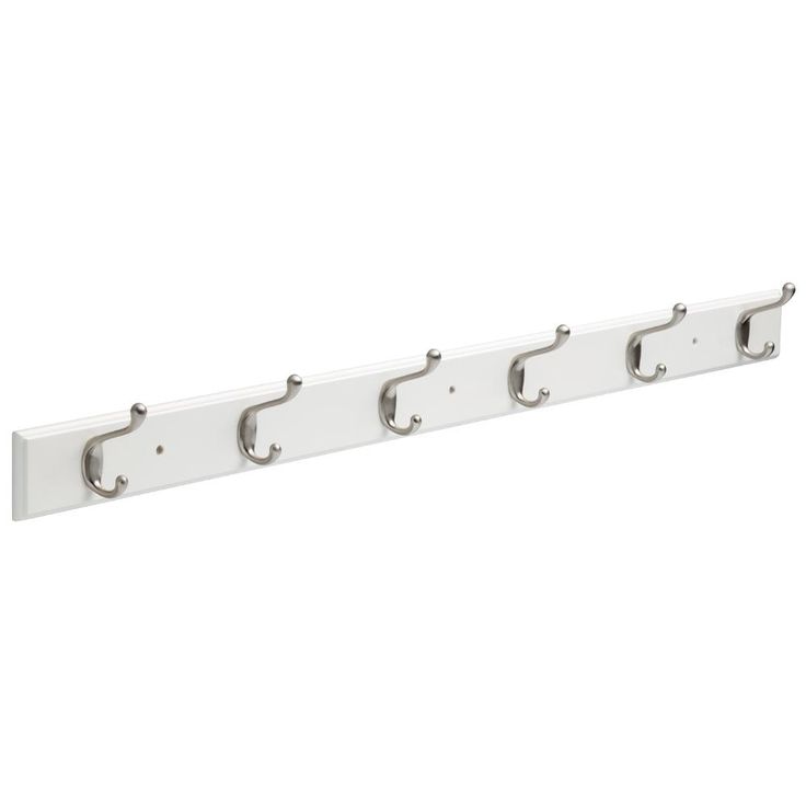 45 in. White and Satin Nickel Heavy Duty Hook Rack