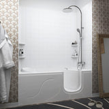 NOVA Heated 5 ft. Walk-in Non-Whirlpool Bathtub with 4 in. Tile Easy Up Adhesive Wall Surround in White - Super Arbor