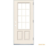 36 in. x 80 in. 12 Lite Primed Steel Prehung Left-Hand Outswing Front Door - Super Arbor