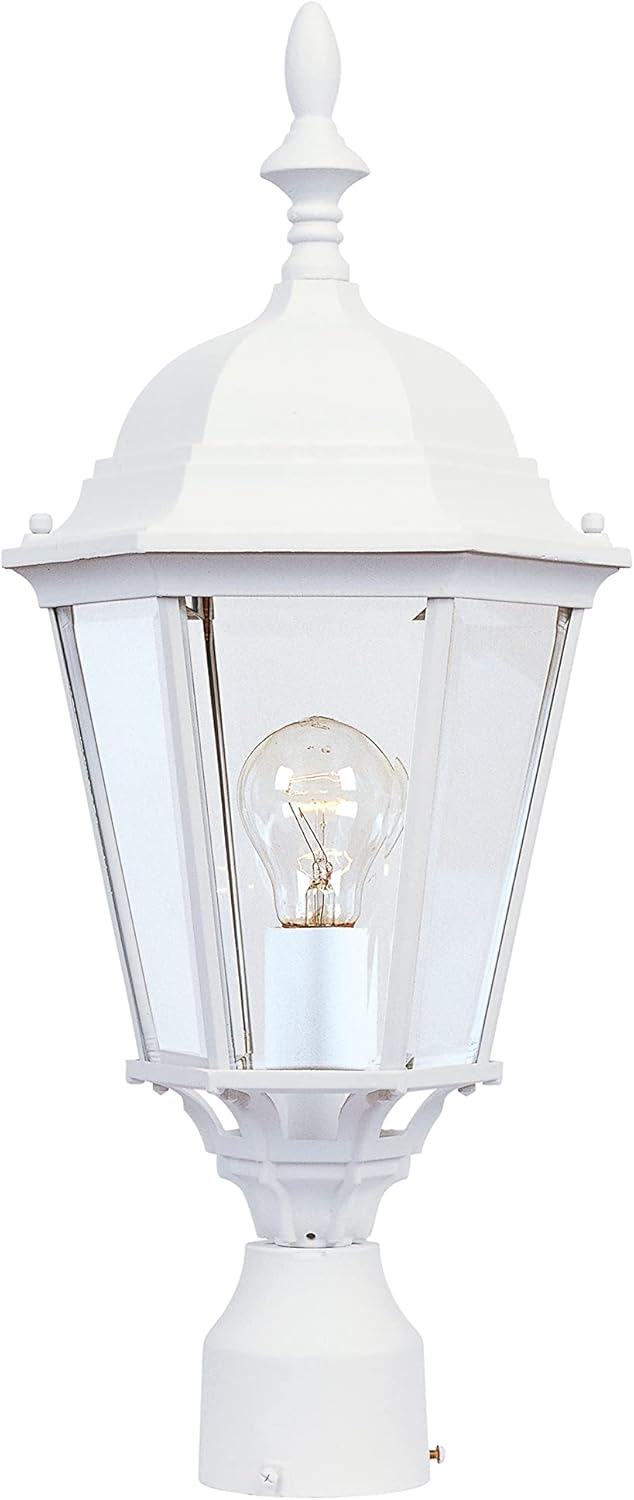 Maxim Lighting Westlake 21-in Outdoor Post Light, White, 60W, Clear Glass