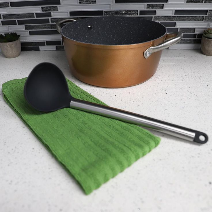 Black Stainless Steel Silicone Ladle