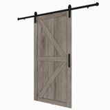 37 in. x 84 in. Artisan Grey Vinyl Finish Sliding Barn Door with Black Hardware Kit - Super Arbor