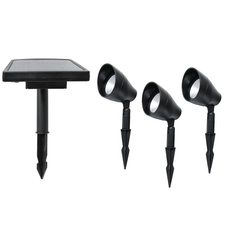 Solar Black LED Spotlight with Remote Panel (3-Pack)