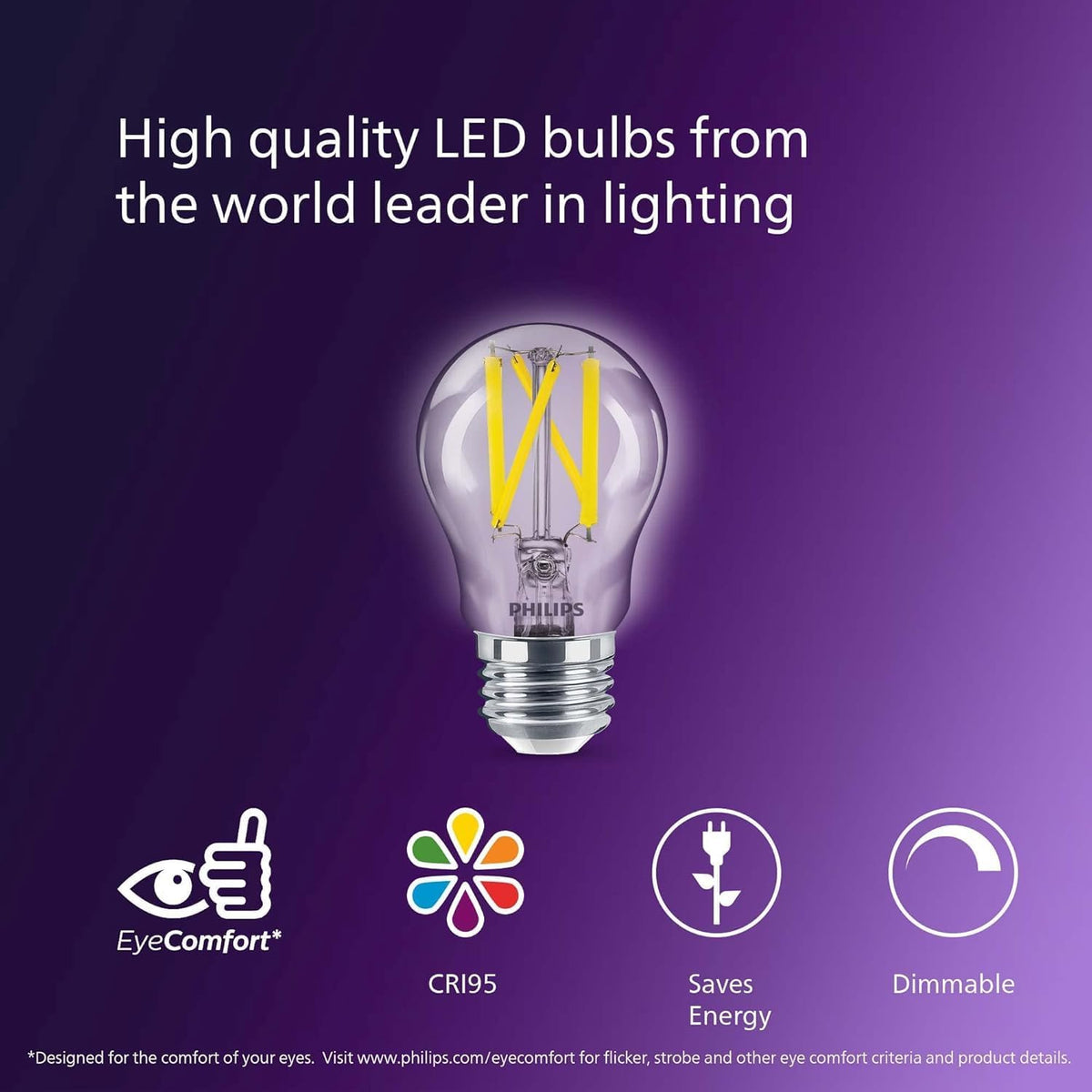 Philips 60-Watt Equivalent A15 Dimmable LED Light Bulb, Soft White, Ultra Definition, E26 Base, 750 Lumens (2-Pack)