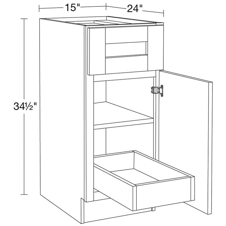Home Decorators Collection Washington Vessel Blue Plywood Shaker Assembled Base Kitchen Cabinet FH 1 ROT Sft Cls R 15 in W x 24 in D x 34.5 in H