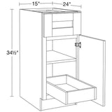 Home Decorators Collection Washington Vessel Blue Plywood Shaker Assembled Base Kitchen Cabinet FH 1 ROT Sft Cls R 15 in W x 24 in D x 34.5 in H