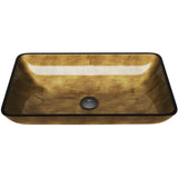 VIGO Onyx Handmade Glass Rectangle Vessel Bathroom Sink in Gray Onyx