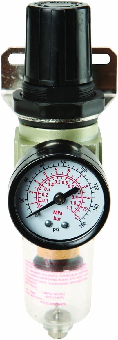 Central Pneumatic 1/4 in. Air Line Filter/Regulator with Gauge