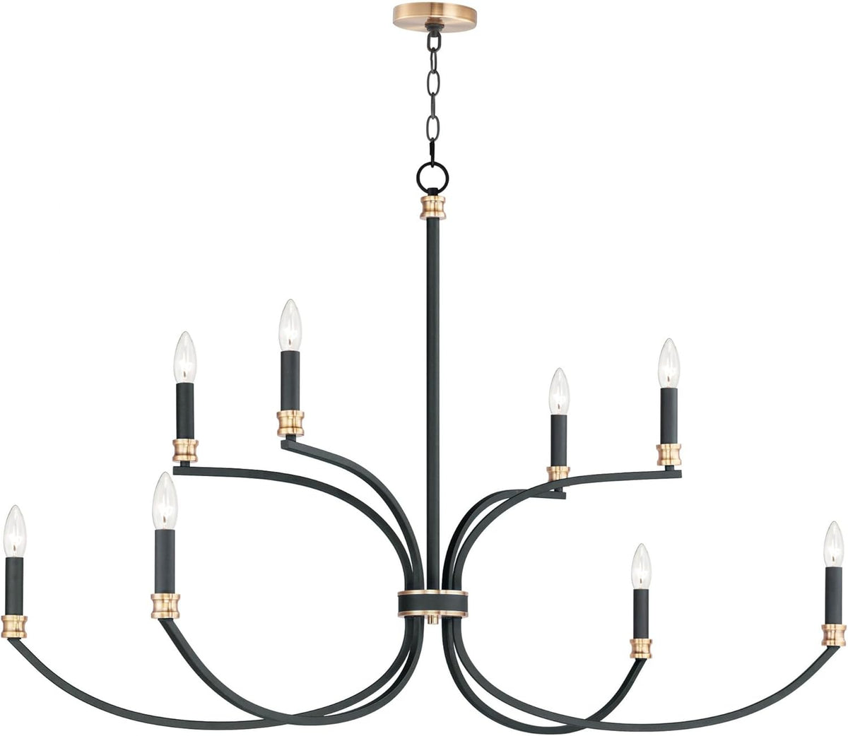 Maxim Lighting Charlton 8-Light Black/Antique Brass Chandelier, 2-Tier