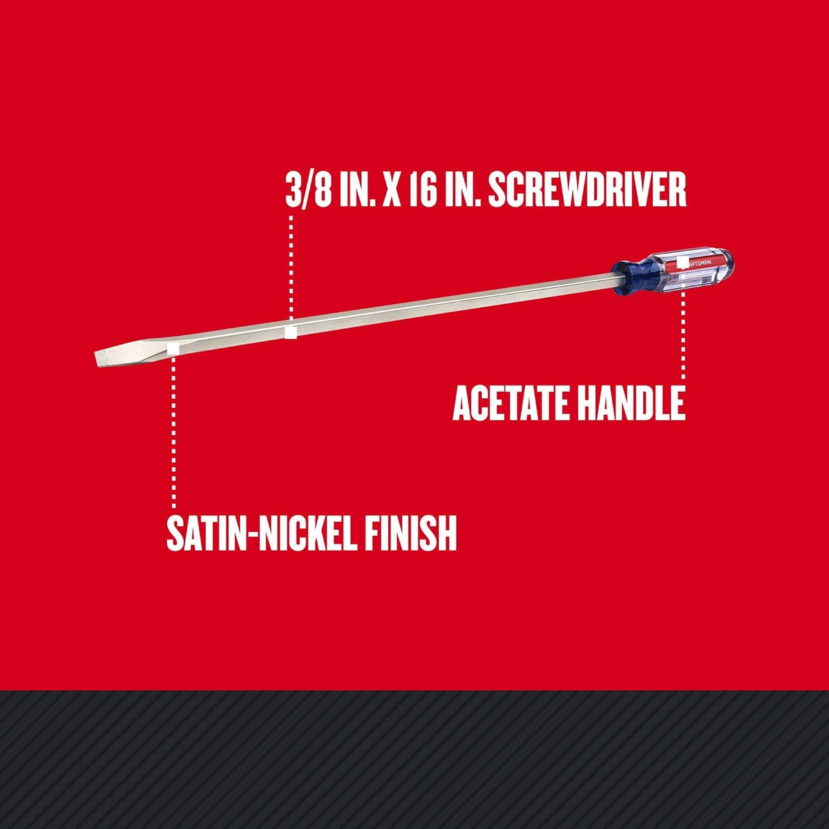 CRAFTSMAN Acetate Handle 3/8-in x 16-in Slotted Screwdriver (CMHT65028)