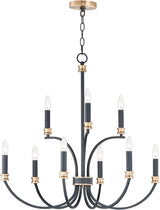 Maxim Lighting Charlton 9-Light Brass Chandelier, Black/Antique Brass, 30 in.