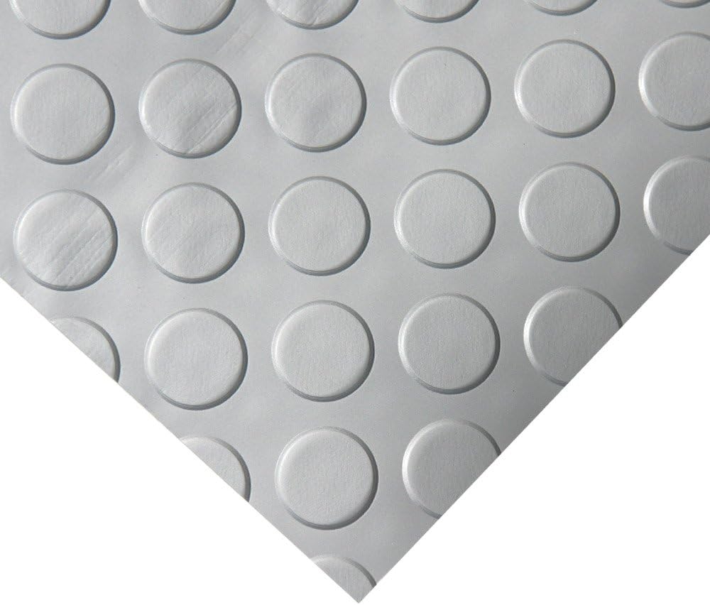 Rubber-Cal "Coin-Grip Metallic" 4 ft. x 20 ft. Silver Commercial PVC Flooring