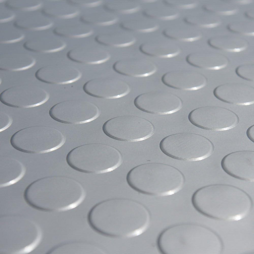 Rubber-Cal "Coin-Grip Metallic" 4 ft. x 20 ft. Silver Commercial PVC Flooring