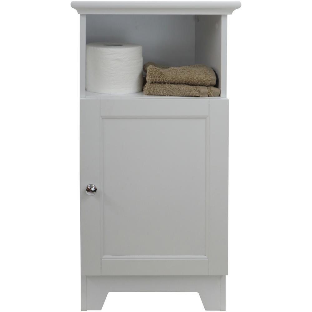 Contemporary Country 13.5 in. W x 11.75 in. D x 27.5 in. H Free Standing Single Door Cabinet With Shaker Panels in White - Super Arbor