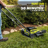 RYOBI 40V 18 in. 2-in-1 Cordless Push Lawn Mower Kit with 6.0Ah Lithium Battery and Charger