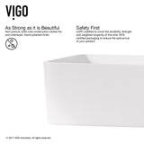 VIGO Jasmine Handmade Matte Stone Rectangle Vessel Bathroom Sink in Matte White