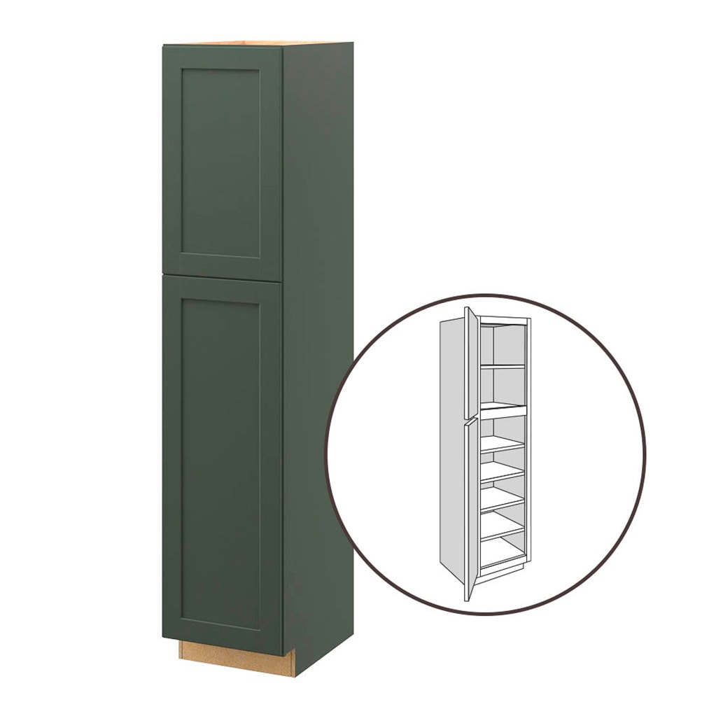 allen + roth Galway 18-in W x 84-in H x 24-in D Sage Pantry Fully Assembled Cabinet (Flat Panel Shaker Door Style)