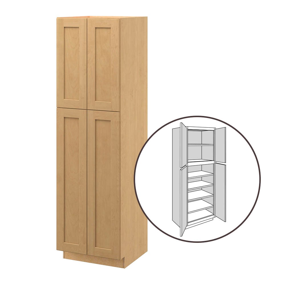 allen + roth Innsbrook 24-in W x 84-in H x 24-in D Rye Pantry Fully Assembled Cabinet (Flat Panel Shaker Door Style)
