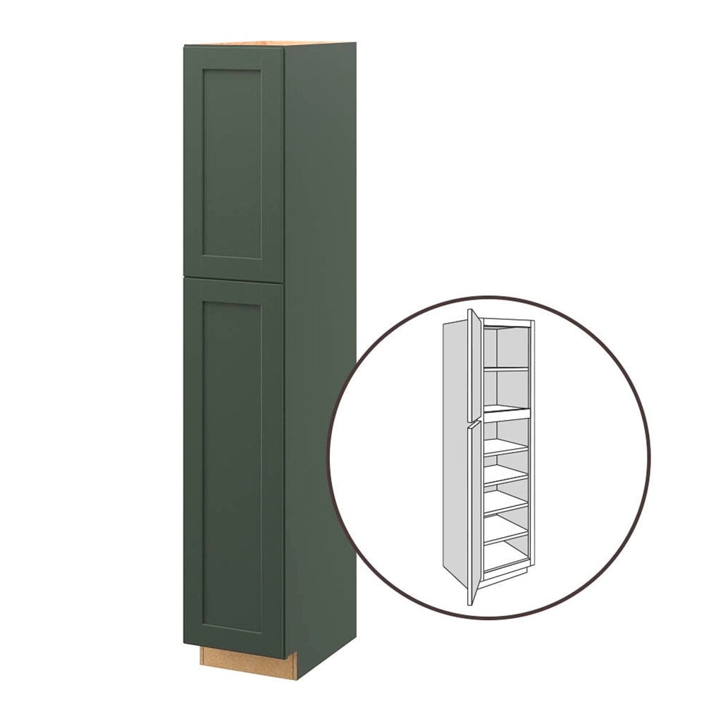 allen + roth Galway 15-in W x 84-in H x 24-in D Sage Pantry Fully Assembled Cabinet (Flat Panel Shaker Door Style)
