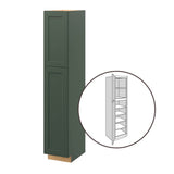 allen + roth Galway 15-in W x 84-in H x 24-in D Sage Pantry Fully Assembled Cabinet (Flat Panel Shaker Door Style)
