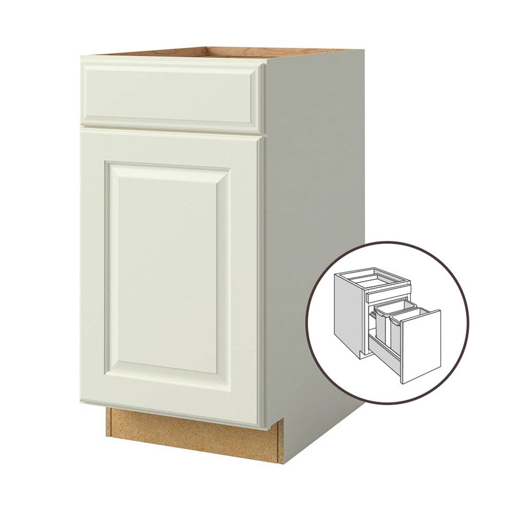 allen + roth Pattingham 18-in W x 34.5-in H x 24-in D Harbor 1-Drawer Pull-out Wastebasket Base Fully Assembled Cabinet (Raised Panel Square Style)