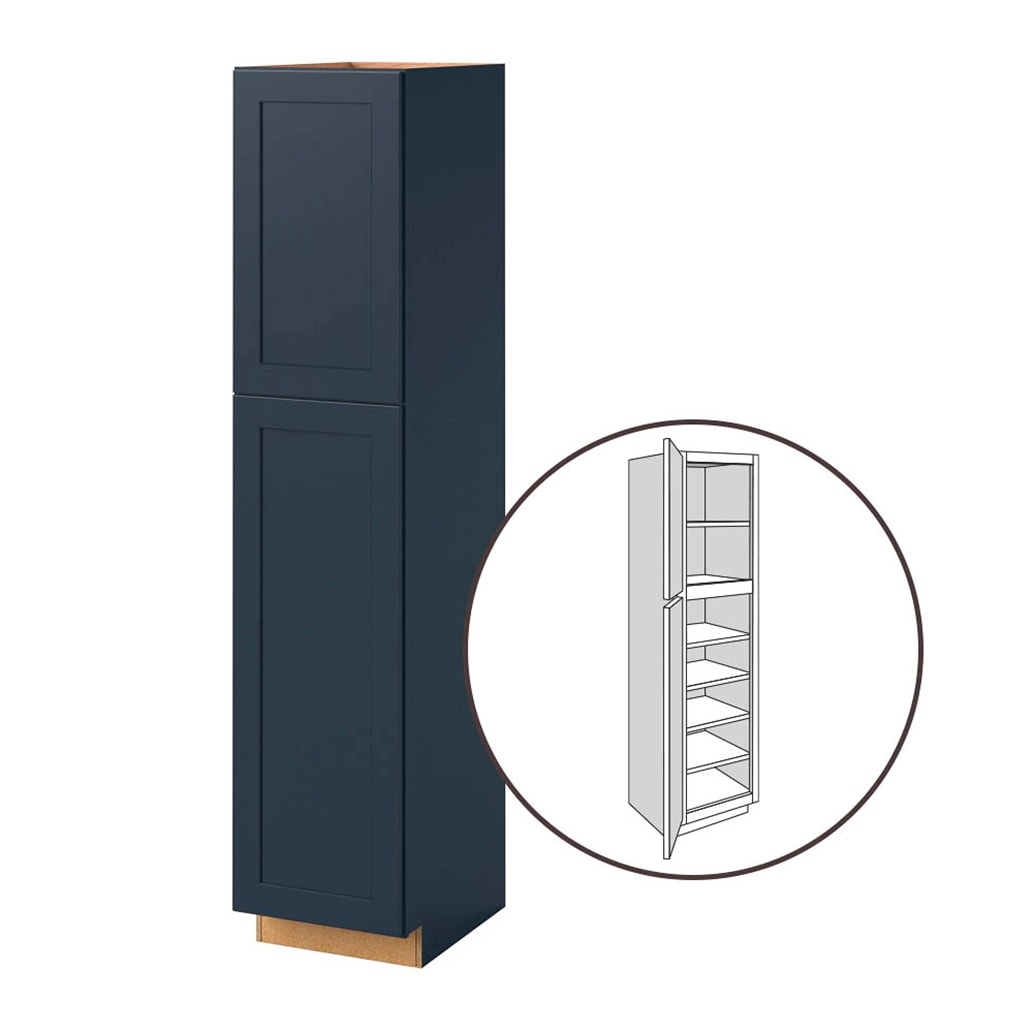 allen + roth Port 18-in W x 84-in H x 24-in D Navy Pantry Fully Assembled Cabinet (Flat Panel Shaker Door Style)
