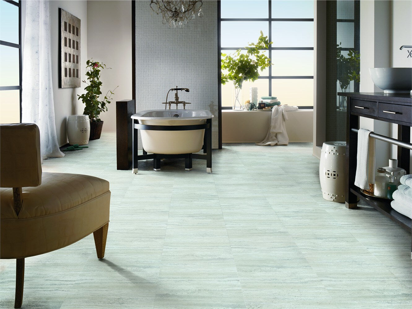 Armstrong Flooring Terraza Grand Arctic White 18-in x 18-in Water-Resistant Peel-and-Stick Vinyl Tile Flooring (1-sq ft Piece)