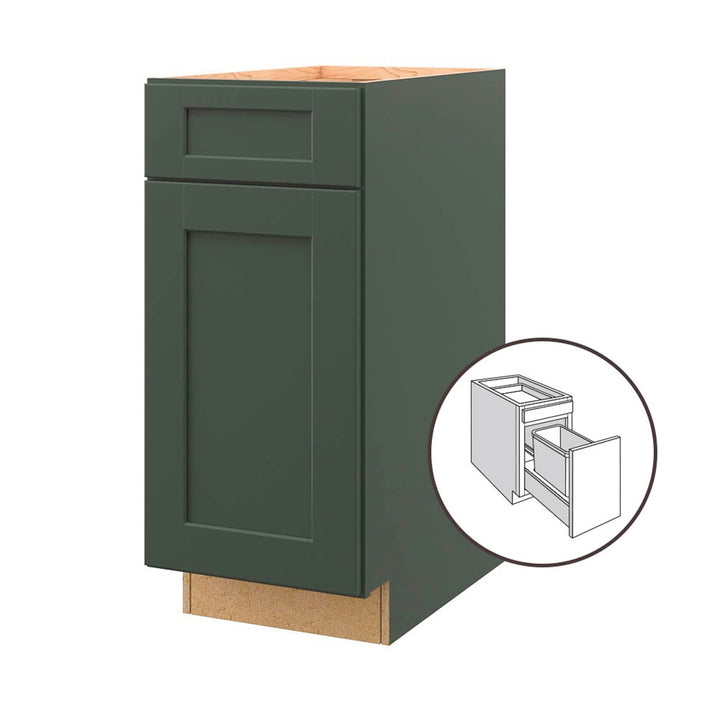 allen + roth Galway 15-in W x 34.5-in H x 24-in D Sage 1-Drawer Pull-out Wastebasket Base Fully Assembled Cabinet (Flat Panel Shaker Style)
