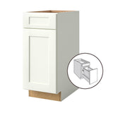 allen + roth Aveley 15-in W x 34.5-in H x 24-in D Linen 1-Drawer Pull-out Wastebasket Base Fully Assembled Cabinet (Flat Panel Shaker Style)