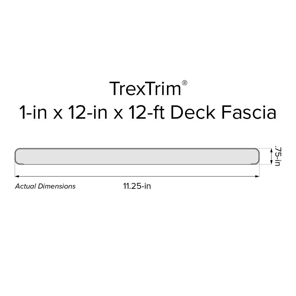 Trex Fascia Board 1-in x 12-in x 12-ft PVC White Fascia Trim (Actual Size: 0.75-in x 11.25-in)