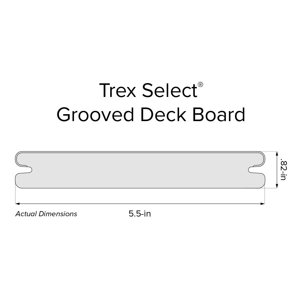 Trex Select 1-in x 6-in x 20-ft Saddle Grooved Composite Deck Board