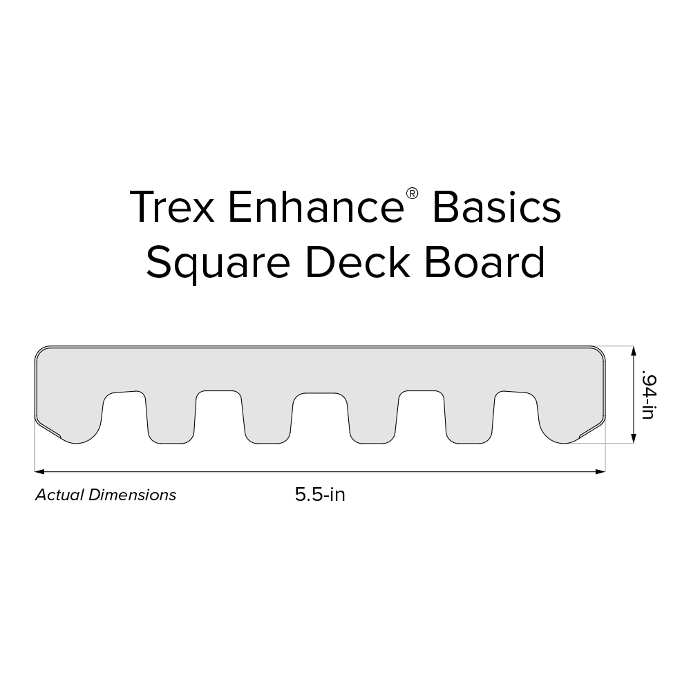 Trex Enhance Basics 1-in x 6-in x 20-ft Clam Shell Square Composite Deck Board