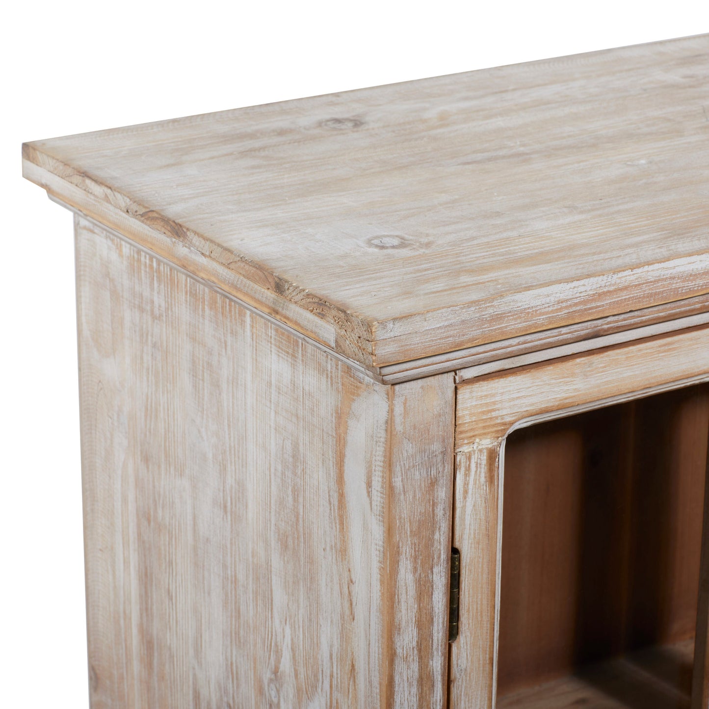 Grayson Lane Brown 1 Shelf and 2 Doors with Glass Front Panels Pine Accent Chest