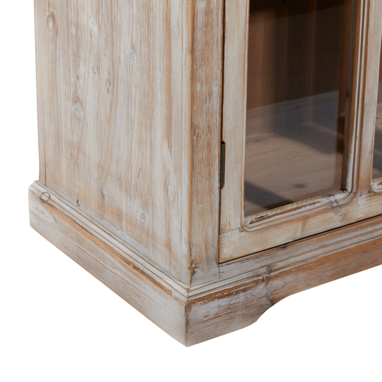 Grayson Lane Brown 1 Shelf and 2 Doors with Glass Front Panels Pine Accent Chest
