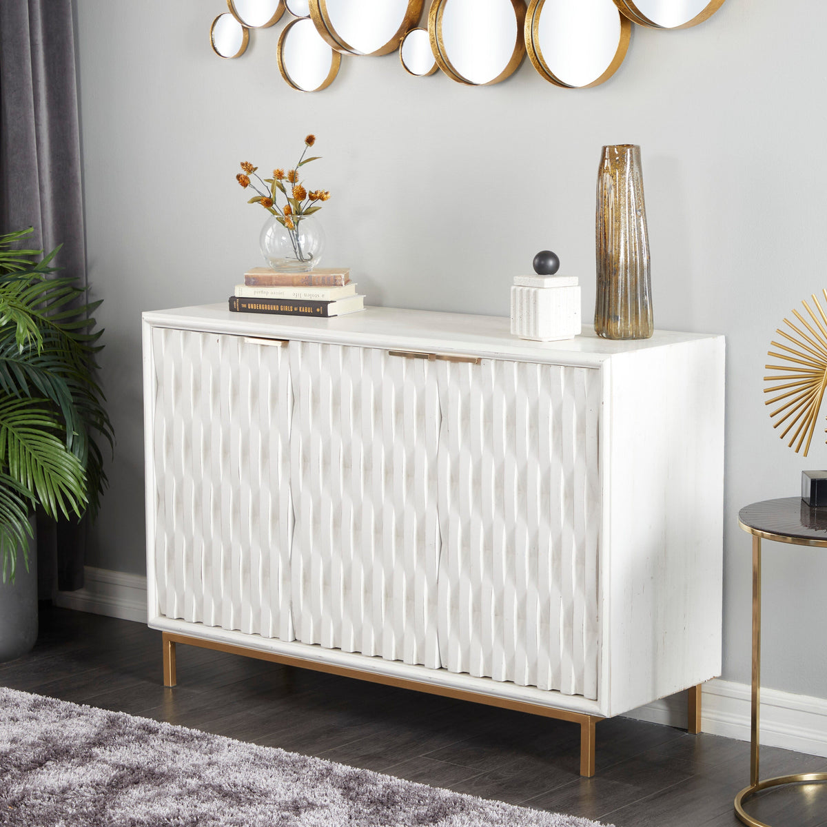 Grayson Lane White 1 Shelf and 3 Doors Accent Chest