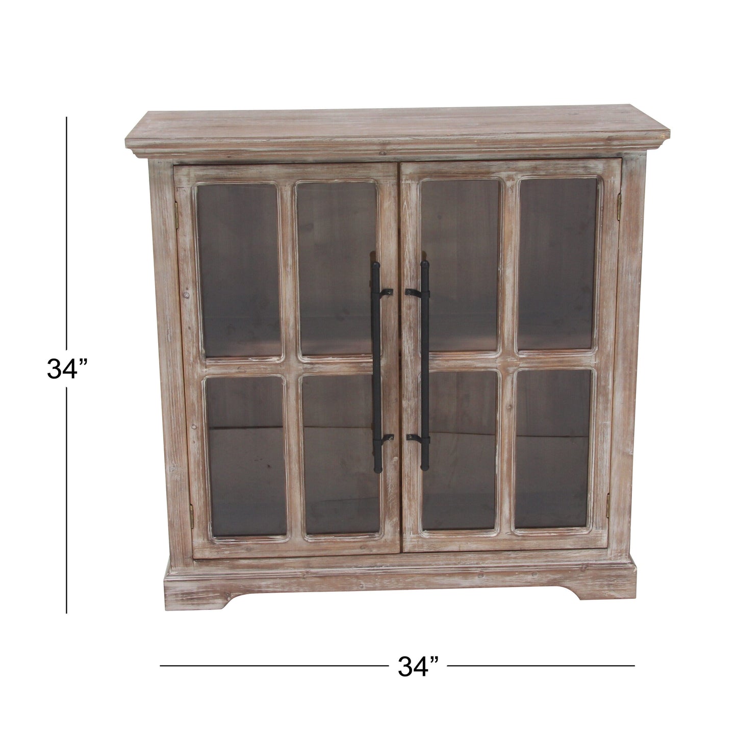 Grayson Lane Brown 1 Shelf and 2 Doors with Glass Front Panels Pine Accent Chest