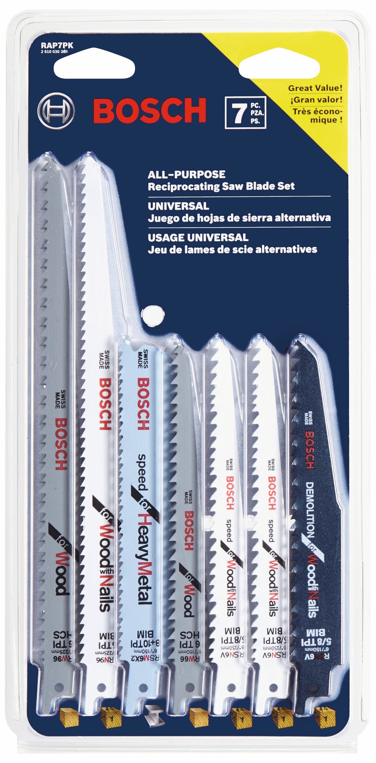 Bosch 7-Pack Demolition Reciprocating Saw Blade Set