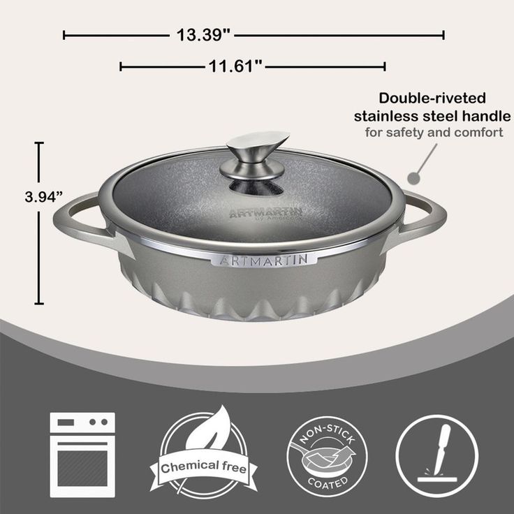 11 in. Artmartin Sauce Pan and Glass Lid Non-Stick Ceramic Coated Pot, Induction Bottom