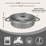 11 in. Artmartin Sauce Pan and Glass Lid Non-Stick Ceramic Coated Pot, Induction Bottom