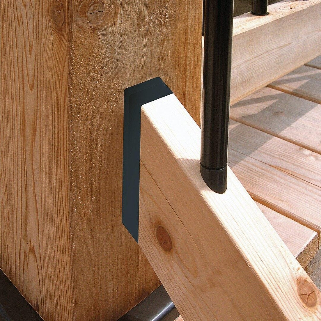 TITAN BUILDING PRODUCTS Black Plastic Post Connector for Decking and Porches - 3.875-in x 0.75-in - Angled Design for Stairs - Pack of 2 Connectors with Screws