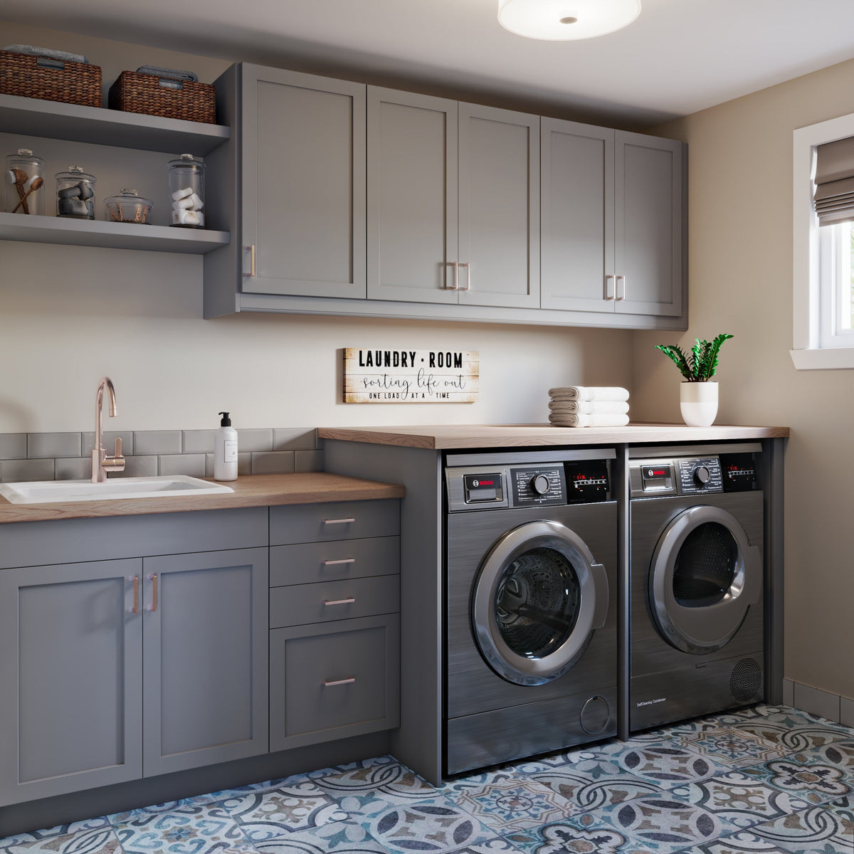 Hugo&Borg Beaumont 18-in W x 34.5-in H x 24-in D Slate Gray 1-Drawer Base Fully Assembled Cabinet (Flat Panel Shaker Style)