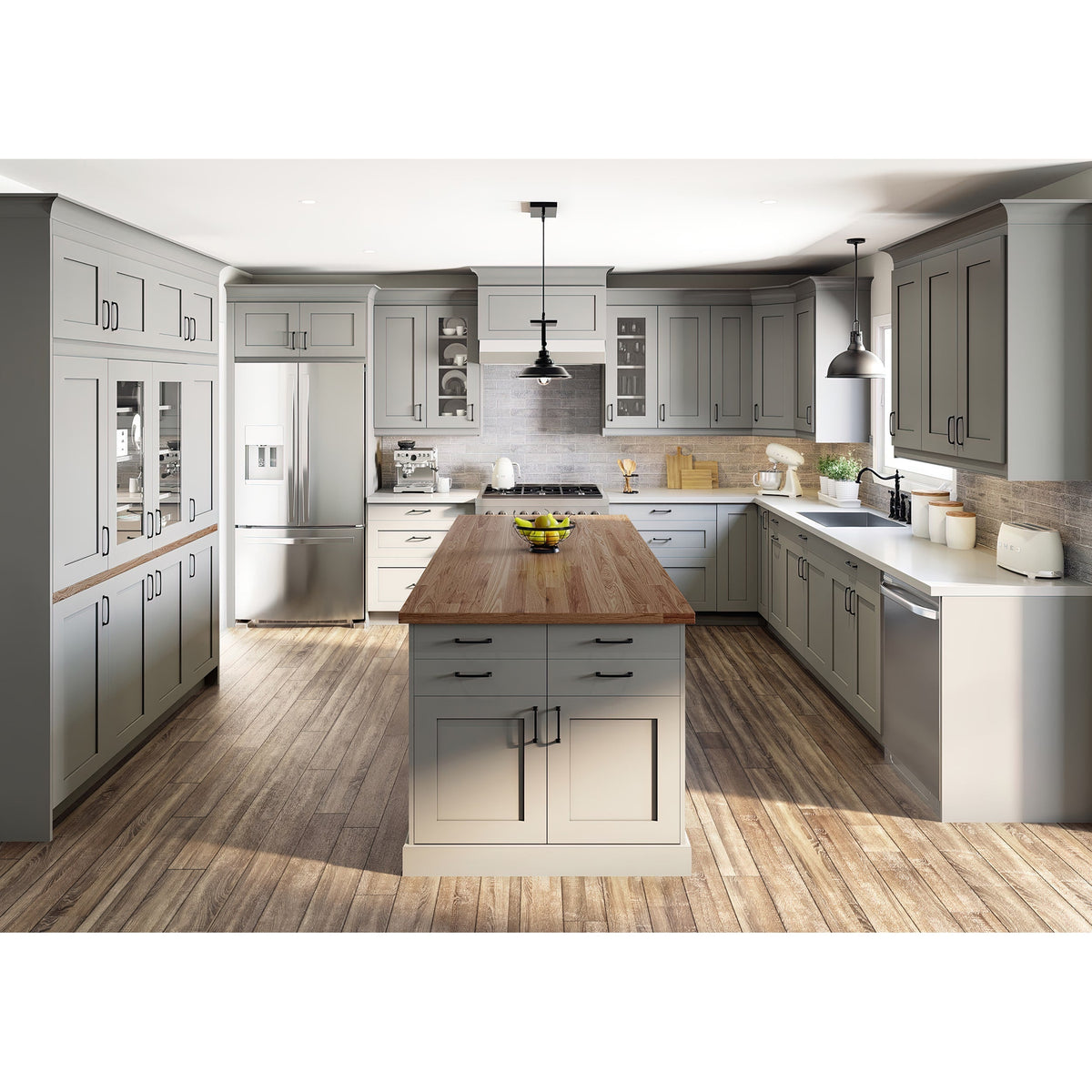 Hugo&Borg Beaumont 36-in W x 34.5-in H x 24-in D Slate Gray 6-Drawer Base Fully Assembled Cabinet