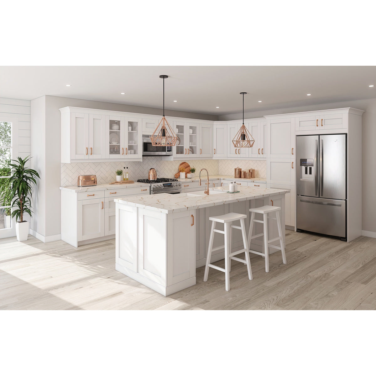 Hugo&Borg Rosemont 15-in W x 34.5-in H x 25-in D Glacier White 4-Drawer Base Fully Assembled Cabinet