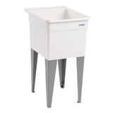 Mustee Freestanding Utility Tub with Drain, 18x24 Inch, White/Gray