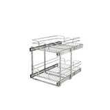 Rev-A-Shelf Two-Tier Pull-Out Baskets, 14.75-in W x 19-in H x 22-in D, Chrome, Soft-Close, 100-lb Slides