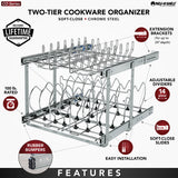 Rev-A-Shelf Two-Tier Pull-Out Baskets, 20.75-in W x 18.12-in H x 22-in D, Soft-Close Chrome Metal Organizer