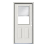 Therma-Tru Benchmark Doors 32-in x 80-in Steel Half-Lite Left-Hand Inswing Ready-to-Paint Unfinished Prehung Front Door with Brickmould and Internal Blinds