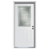 Therma-Tru Benchmark Doors 36-in x 80-in Steel Half Lite Left-Hand Inswing Ready-to-Paint Unfinished Prehung Front Door with Brickmould